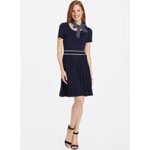 DRAPER JAMES Navy & White Sweater Dress – S ✨